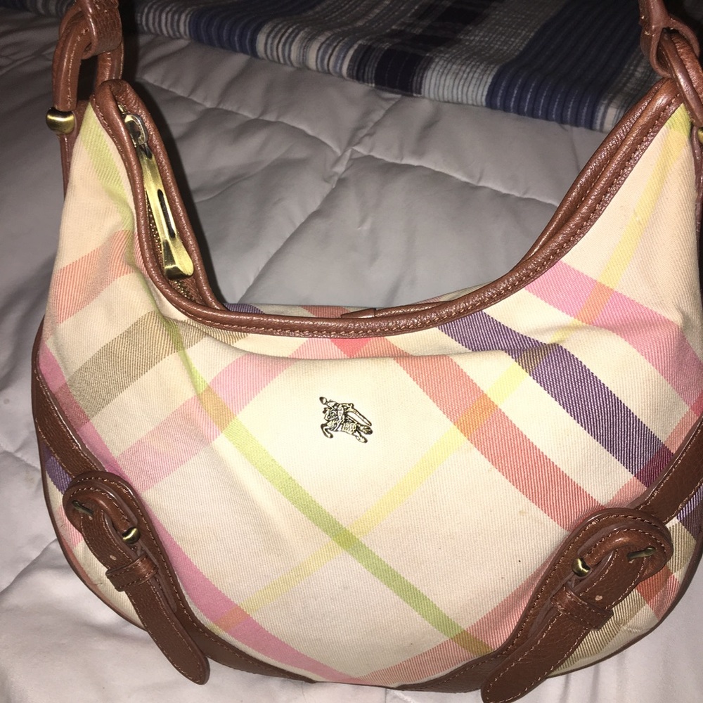 Burberry think spring pastel nova check hobo bag